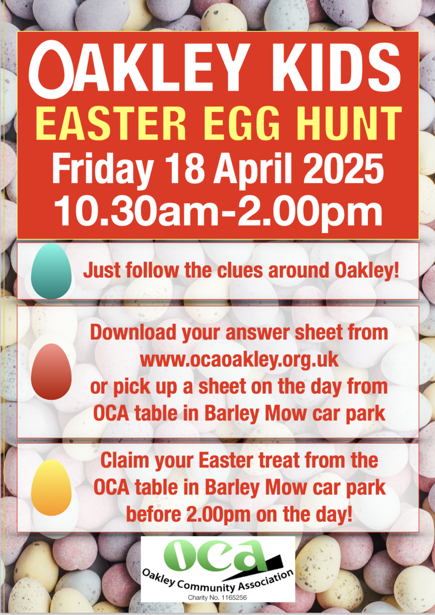 Poster with mini eggs in background. Friday 18th April 10:30 AM til 2:00 PM.