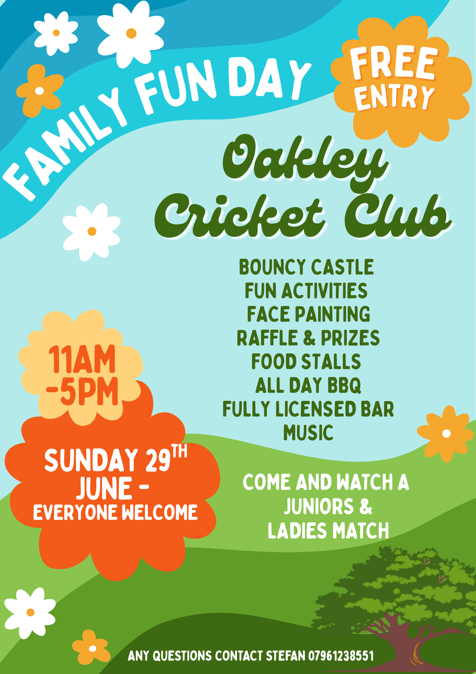 Family Fun Day Poster. Advertises time and events. Text on page.