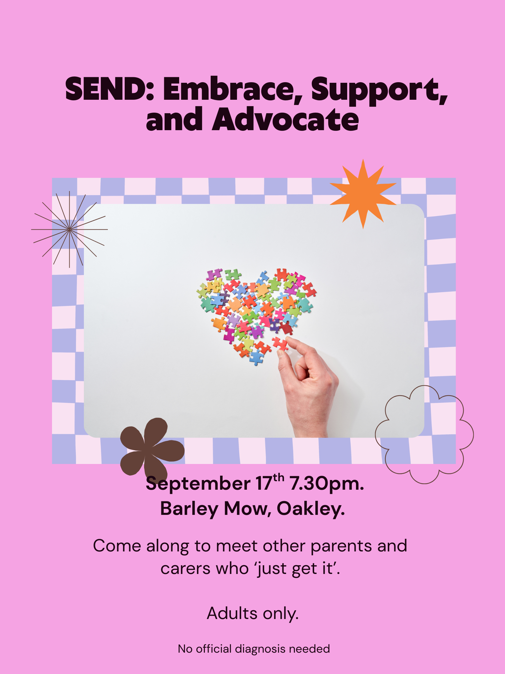Event poster for SEND Families Social 
